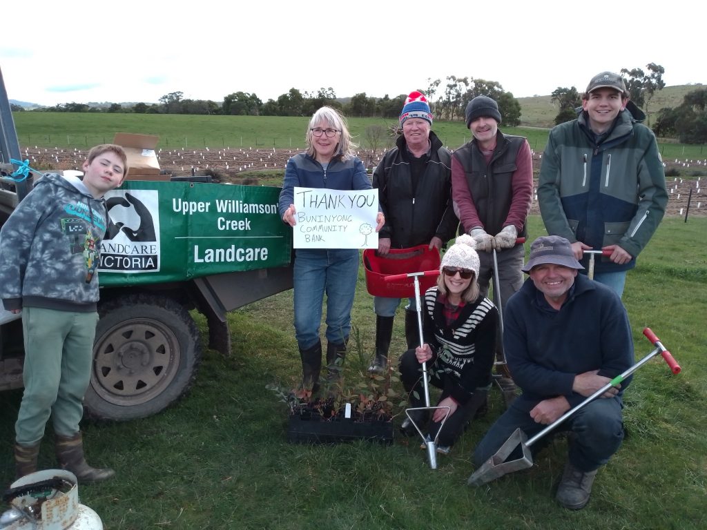 Community group tree planting event in Victoria, Australia.