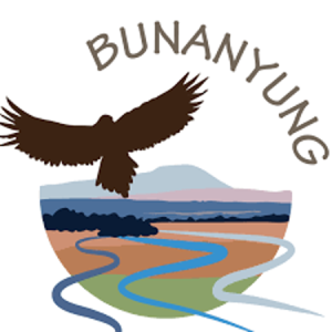 Bunanyung logo with eagle and river scene.